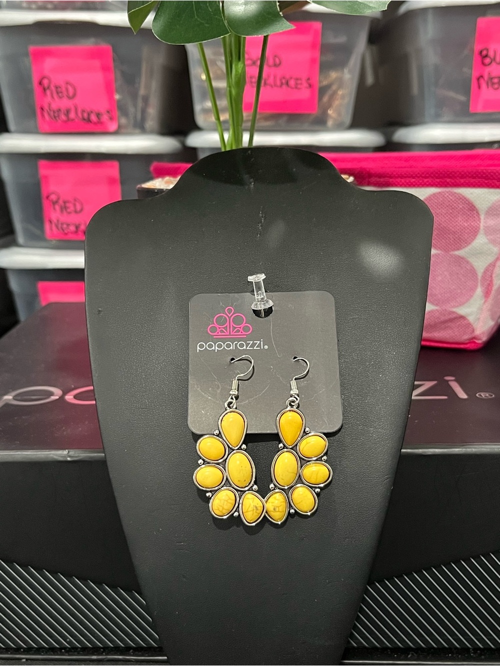 paparazzi Yellow Teardrop Cluster Earrings
